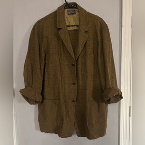Vintage Pendleton Brown and Tan Wool Blazer